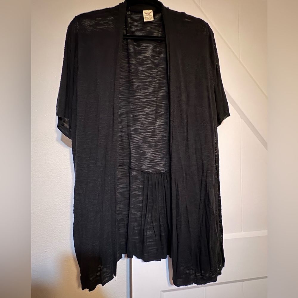 Faded Glory Black Sheer Open Cardigan